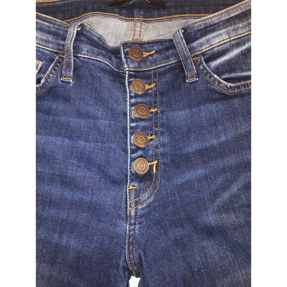 Flying Monkey Jeans Mid Rise Skinny Size 28 Blue Button Front Stretch Dark Wash - Picture 3 of 10